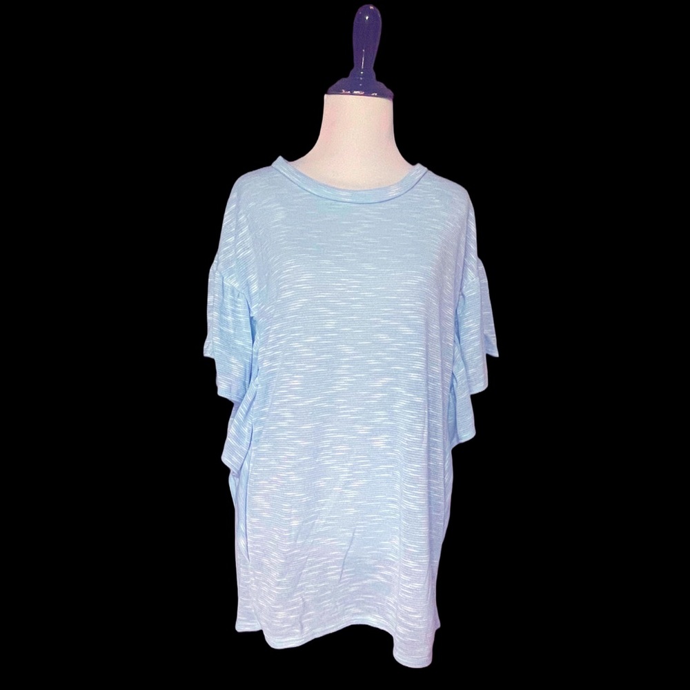 NWT Haptics Ruffle Sleeve Top in Heather Blue Size S